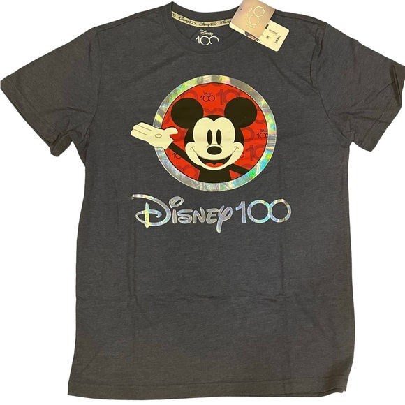 Disney Tops - Disney 100th anniversary adult size small 2 sided graphic T-shirt BluishGrey NWT